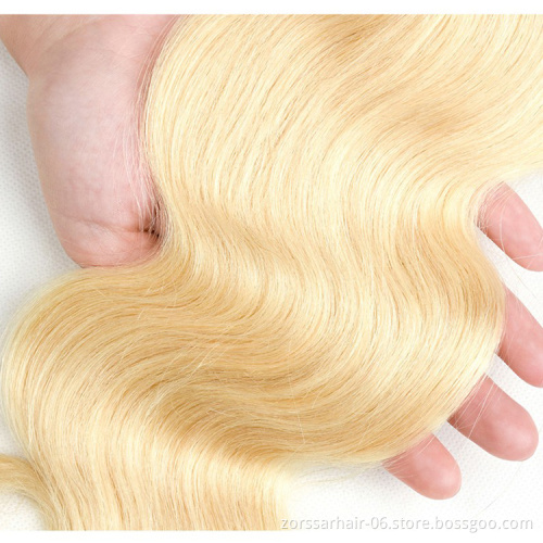 Raw blonde 613 virgin remy hair colors extensions weaving, platinum blonde human hair extension braiding